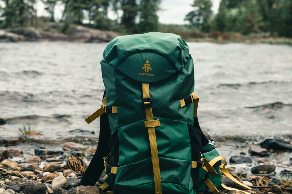 Lightweight backpack for hiking packed with gear for a multi-day mountain trekking adventure