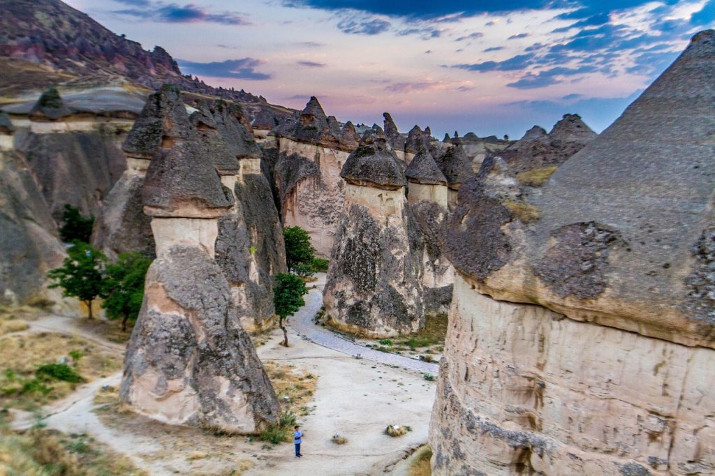 Walking trails through Cappadocia’s fairy chimney landscapes, Turkey
