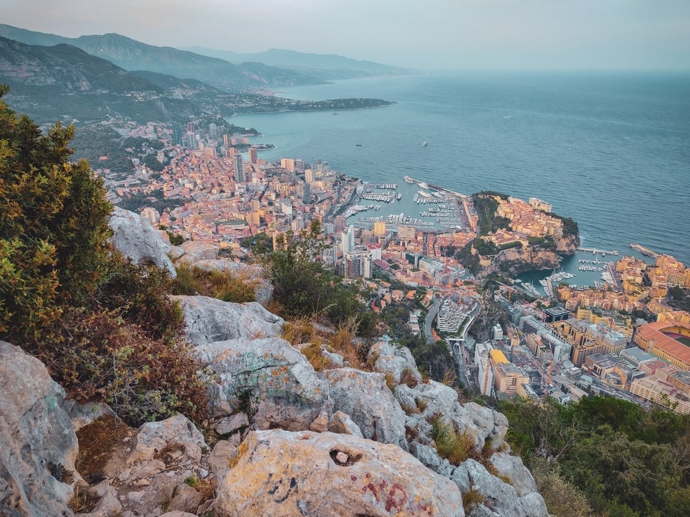A stunning view of Monaco from the Tête de Chien summit, highlighting the city, marina, and coastline, offering one of the best hikes in Monaco’s scenic landscapes.