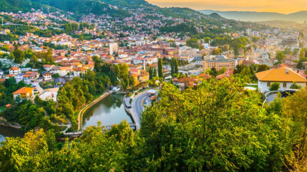Sarajevo A City Guide for Hikers featuring panoramic city views, historic neighborhoods, and surrounding green hills