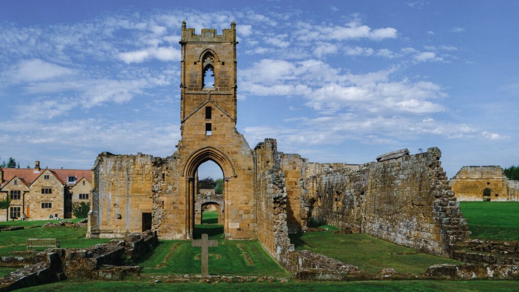 Mount Grace Priory osmotherly Kayde Parker Ruins of Mount Grace Priory in North Yorkshire with historic stone arches and medieval monastery remains